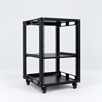 Rack réseau mobile 12U 19 pouces à cadre ouvert avec roulettes pour panneau de brassage, commutateur, routeur, câblage structuré, en acier SPCC noir, en stock