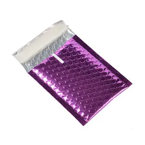 Высококачественные блестящие фиолетовые почтовые пакеты 4x6 дюймов, металлические Пузырьковые почтовые пакеты для косметики