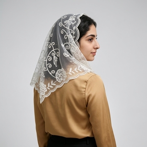 Hijab Musulmano di Alta Qualità Sciarpa Scialle in Pizzo con Stampa Floreale Foulard da <span class=keywords><strong>Donna</strong></span> con Ricamo <span class=keywords><strong>Velo</strong></span> da Sposa per Matrimonio - Product Image 2
