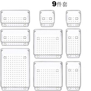 Bathroom Kitchen Desk Drawer <b>Makeup</b> Organizer Storage Trays Clear PS Plastic Injection-Molded Multifunction 5 Sizes - Product Image 2