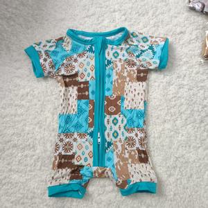 Детский летний комбинезон из бамбука с индивидуальной печатью, боди с коротким рукавом, цельная пижама для новорожденных. - Product Image 5