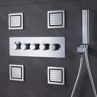 Système de douche de luxe pour salle de bain avec jets de massage, cascade en laiton montée au plafond, ensemble de douche encastré