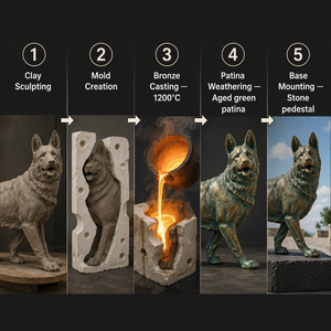 Escultura <span class=keywords><strong>de</strong></span> Pastor Alemán <span class=keywords><strong>de</strong></span> Bronce Fundido a Tamaño Real, Pose Caminando, Acabado Moderno en Bronce, Tamaños Personalizados, Estatua <span class=keywords><strong>de</strong></span> Animal - Product Image 3