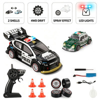 EPT 1:18 2.4G RC Drift Police-Car Set-4WD High-Speed Stunt Vehicle 2 Interchangeable Shells Spray LED Lights Ready-to-Go