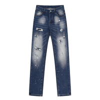 Jeans Homme Personnalisés Coupe Slim en Coton Stretch Denim Taille Haute Effet Usé Y2K Vintage Streetwear Fabricant de Mode