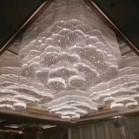 Lustre en cristal de grand plafond rectangulaire fait sur commande lustre de luxe de lumière pendante d'hôtel