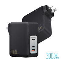Cargador de Pared Australiano con 3 Puertos USB-C y USB-A, QC3.0, PD3.0, Tipo C, PD 300W, GaN III Pro para Teléfono Móvil y Portátil