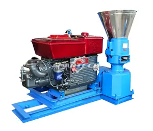 Factory Supplier Wood Chip Diesel Engine Biomass Straw Flat Die Small Scale Wood Pellet Mill Feed Processing Machine