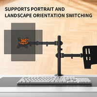 Support de bureau réglable en hauteur pour ordinateur portable Khcoohoo, support de moniteur double pivotant pour écrans de 13 à 27 pouces, support de moniteur en acier noir en stock