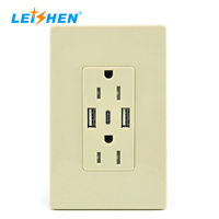 Façade de prise murale USA inviolable 15A/20A 125V incluse Prise TR Chargeur USB de sécurité pour enfants Prise murale ETL répertoriée