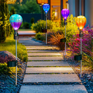 Lampu Taman Tenaga Surya Tahan Air untuk Jalur Luar Ruangan, Lampu Tiang Taman, Lampu LED Logam Dekoratif, Lentera Balon Udara Panas, Lampu Taman Tenaga Surya - Product Image 4