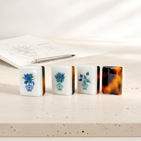 Tuiles de mahjong personnalisées en acrylique cristallin, tuiles gravées, pièces de jeu brillantes blanches et ambrées pour le divertissement de table