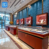 Vitrine à bijoux de luxe en verre avec base en bois laqué, meuble de présentation moderne pour magasin de détail