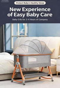 <span class=keywords><strong>Lettino</strong></span> per Neonati Multifunzionale Pieghevole in Tessuto e Metallo, Convertibile in Letto Grande per Bambini, Alta Visibilità, Accessori per Neonati - Product Image 6