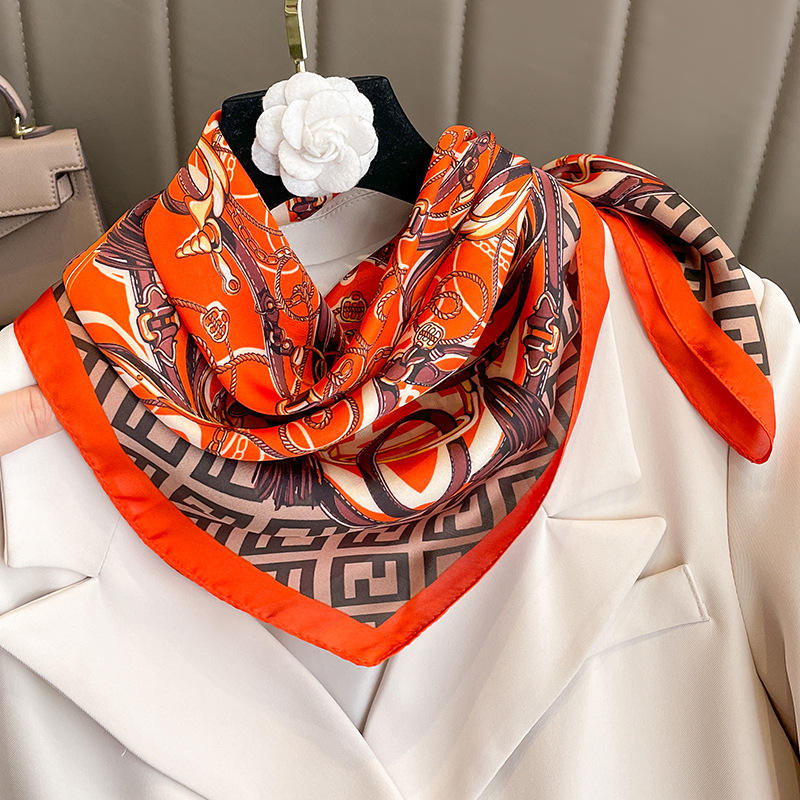 Hot New Custom Square Head Scarf Luxury Designer Silk Headwear