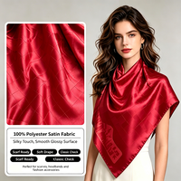 Tissu satiné 100 % polyester en gros d'usine, fil 75D, 90 GSM, brillant, soyeux, bonne élasticité pour châles, écharpes, vêtements pour femmes