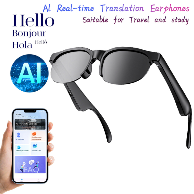 AI Smart Men Women Glasses Safety Ai SmartGlasses 156 Language Translate Glasses Smart Eye Glasses for IOS and Android