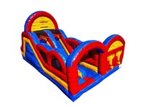Pista de Obstáculos Inflable Retro Colorida, Equipo de Juego para Niños de PVC Resistente para Alquiler al Aire Libre, Modelo Divertido para Brincar