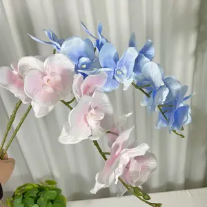 웨딩 장식 나비 난초 인공 꽃 머리 난초 실크 고품질 진짜 터치 라텍스 Phalaenopsis 나비 난초