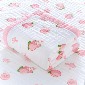 Asciugamano per neonati in garza di cotone a sei strati 110x110 cm, coperta estiva per neonati con motivo a cartoni animati - Product Image 3