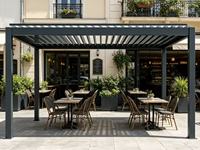 Pergola en aluminium motorisée ONEALU pour terrasse extérieure, toit à lamelles imperméable et résistant au vent, réglable et personnalisable
