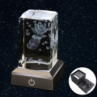 Cadeau saint valentin lumière cristal Rose RGB lampe K9 3D Laser gravé cristal Cube veilleuse cadeau de mariage pour femme petite amie
