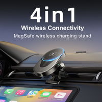 Support CarPlay sans fil 2-en-1 avec connexion USB, charge rapide, Plug & Play, navigation, prise en charge vocale, compatible iPhone et Android, WiFi, Bluetooth