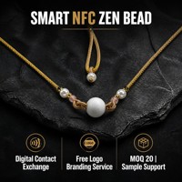 Collier intelligent NFC réglable en cordon tressé avec perles en résine, puce NFC216 IC, lien vers les informations du membre, échantillon personnalisé en petite série, expédition rapide