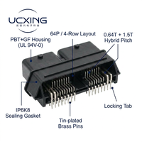 Connecteur d'unité de commande moteur 64 broches 2209129-1, angle droit 90 degrés, pas de 2,5-3,7 mm, 13A 14V, PBT UL94 V-0, IATF16949, OEM d'usine
