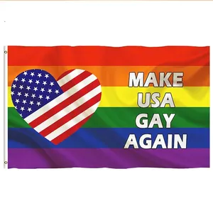 Promotionele Polyester Bandera Gay Pride Lgbt Custom Vlaggen 3 * 5ft Regenboog Festival Vlag Met Logo