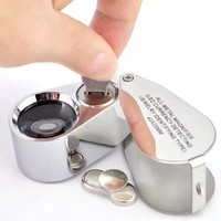 40X 25mm tout métal bijoux lentille LED bijoux loupe LED détection de monnaie/type d'identification de bijoux
