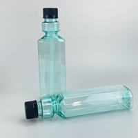 Bouteilles en plastique vert transparentes carrées de 500 ml, flacons vides pour bain de bouche avec compartiment doseur gradué pour soins bucco-dentaires