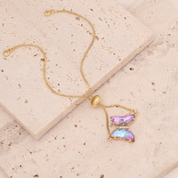 Bracelet Papillon Multicolore en Zircon, Bijou Transfrontalier, Charme Personnalisé en Or 18K