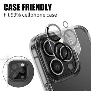 Protection d'objectif d'appareil photo 2.5D en verre trempé noir imprimé soie pour iPhone 17 Pro Max, couverture intégrale antichoc - Product Image 2