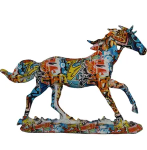 Hot Selling Custom Water Transfer Resin Statue For Living Room Decoration Resin Running Horse Statue