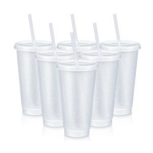 Пластиковые стаканы с блестками 24 унции с крышками и трубочками, многоразовые прозрачные блестящие стаканы для вечеринок, свадеб, дней рождения, Рождества, без BPA - Product Image 3