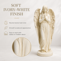 Statue d'ange ailé en résine faite à la main, style européen, base ronde, ornement de jardin intérieur/extérieur, 55,8 cm