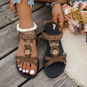 Sandalias de Verano 2025 para Mujer, Estilo Étnico, Tallas Grandes, Nueva Tendencia de Moda, Diseño Plano, Transpirable e Informal - Product Image 1