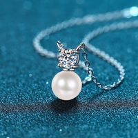 Personnalisé 0.5ct Moissanite 8mm Naturel Perle D'eau Douce Pendentif Collier Argent 925 Bijoux pour Femmes