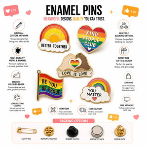 Pins de esmalte personalizados, pin de solapa, insignia metálica, arcoíris, <span class=keywords><strong>orgullo</strong></span>, Be Kind, corazón, esmalte duro, broche dorado, regalo inspirador, bolsa, OEM - Product Image 3