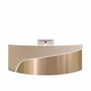 Comptoir de réception élégant LUX au design élégant pour bureau, hôpital, salon de beauté, comptoir de caisse, comptoir de réception incurvé doré - Product Image 1