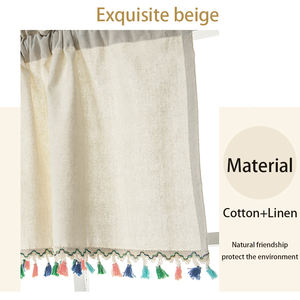 Rideaux de cuisine en coton chanvre dentelle à franges <span class=keywords><strong>rideau</strong></span> court <span class=keywords><strong>rideau</strong></span> de cuisine anti-poussière pour fenêtres courtes - Product Image 4