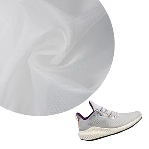 Pabrikan Profesional Kain Jala Keras Nilon 100% Kotak Jacquard Putih untuk Sepatu Olahraga
