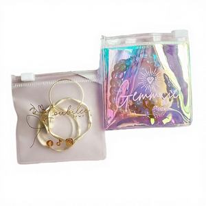 Sacs à bijoux en plastique, pochettes pour bracelets, emballage personnalisé en mylar holographique laser, joli PVC brillant, fermeture éclair, impression sérigraphique, montres, bagues - Product Image 4