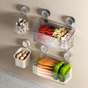 Wall Mounted Kitchen Storage Rack Transparent Draining Basket For Ginger Garlic Asparagus Food Organization No Drill Required - Product Image 2