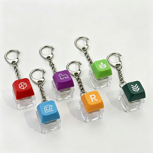Porte-clés sonore personnalisé en acrylique transparent, motifs ange, animal, fruit, avec capuchon de clavier fidget, clicker et LED, jouet anti-stress - Product Image 3