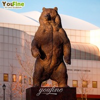 YOUFINE büyük yaşam boyutu açık bronz Grizzly ayı heykelleri bahçe çim süs heykel karşılama dekoratif Yard satılık