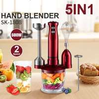 Mixeur Plongeant Électrique Multifonction 5-en-1 avec 7 Vitesses, Hachoir Manuel pour Aliments, Mini Bol de Cuisine