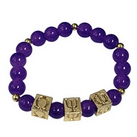 Perles élastiques unisexes en jade et onyx, plaquées platine violet, pour fraternité grecque Omegaa Phi Beta Alpha Phi Sigma Psi, style bohème