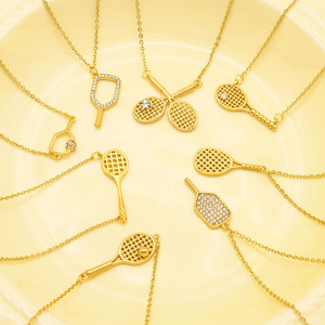Alta calidad INS estilo minoritario delicado badmitten forma geométrica collares moda colgante tenis collar <span class=keywords><strong>de</strong></span> acero inoxidable - Product Image 2